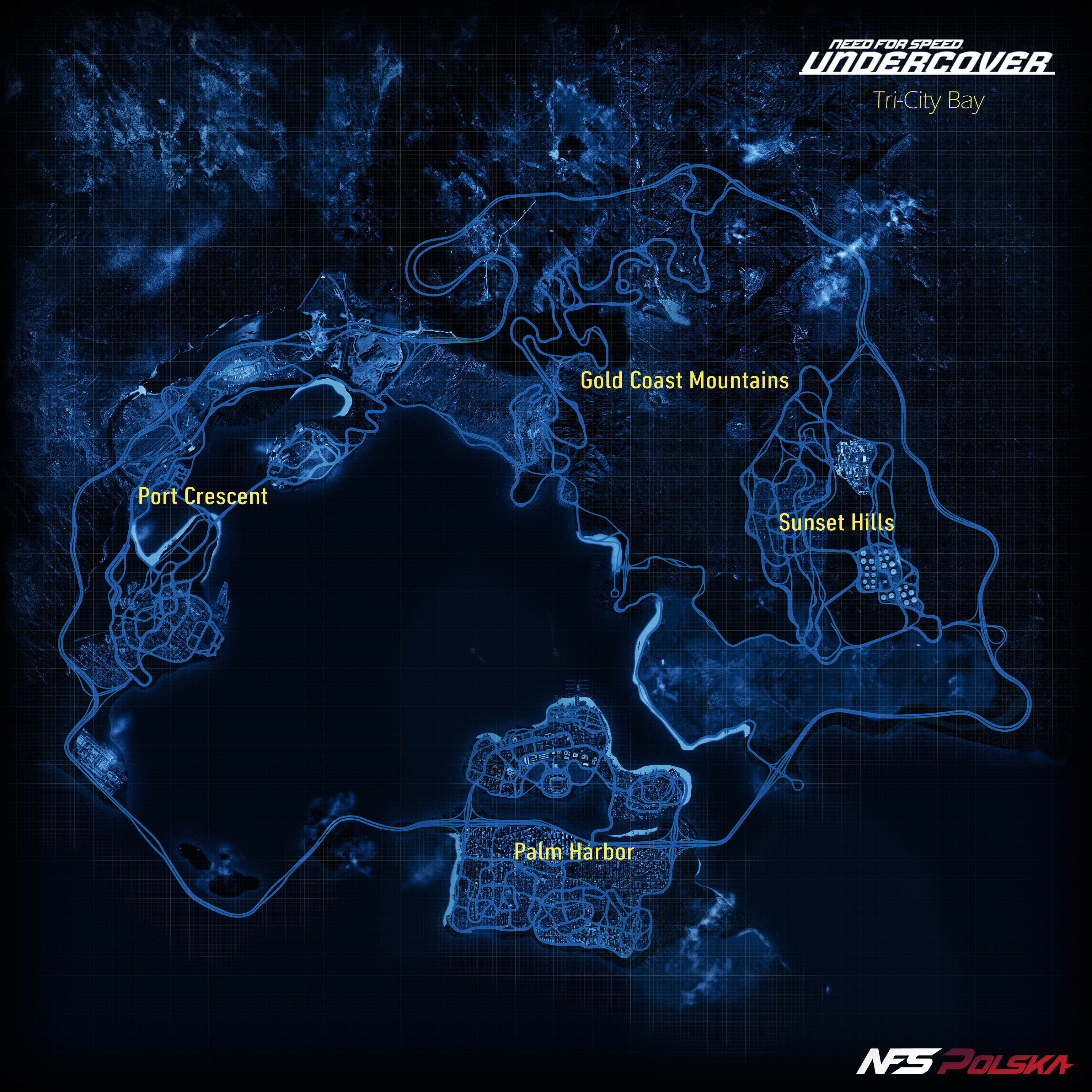 Mapa Tri-City Bay - NFS - Need for Speed Undercover Mapa Tri-City Bay - NFS - Need for Speed Undercover