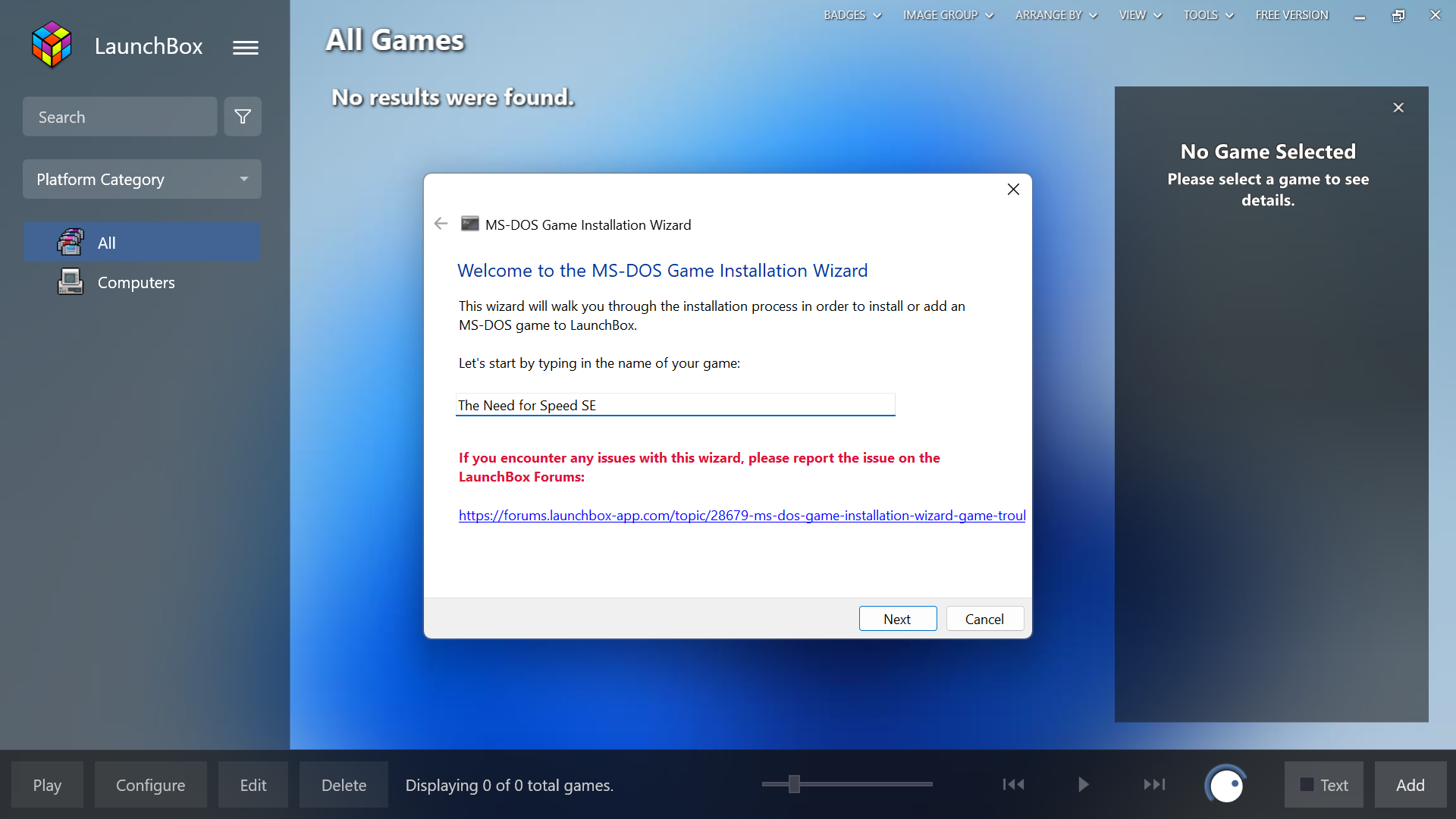 NFS - The Need for Speed - instalacja i uruchamianie DOSBox Launchbox Windows 11