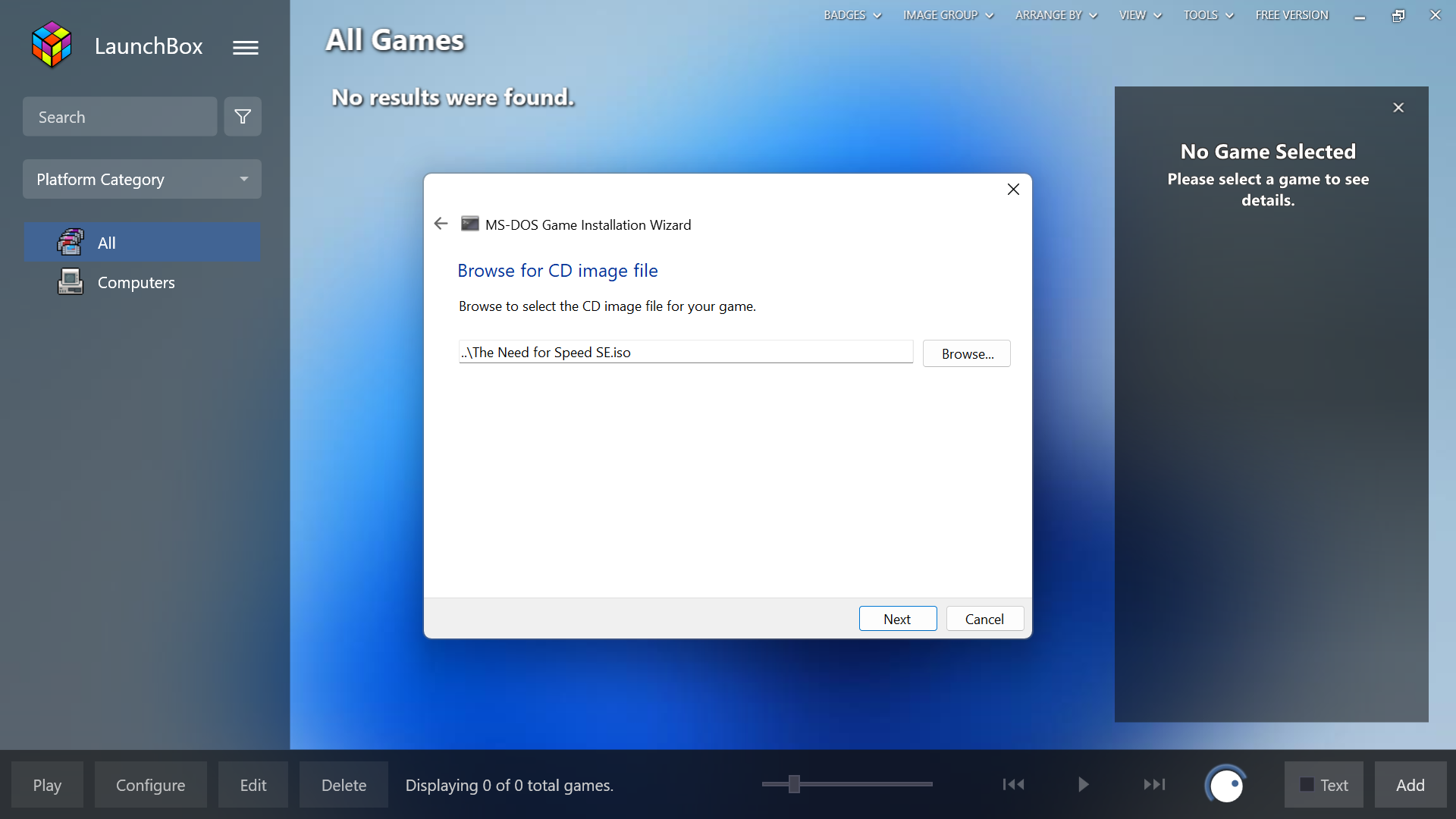 NFS - The Need for Speed - instalacja i uruchamianie DOSBox Launchbox Windows 11