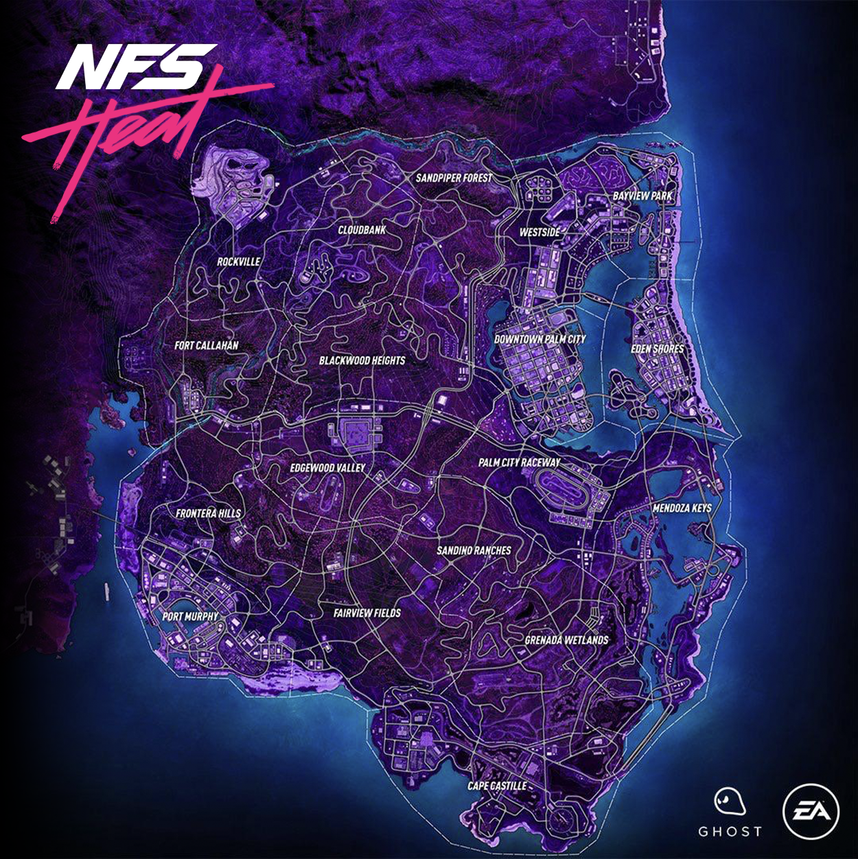 Mapa Palm City noc - Need for Speed Heat Mapa Palm City noc - Need for Speed Heat